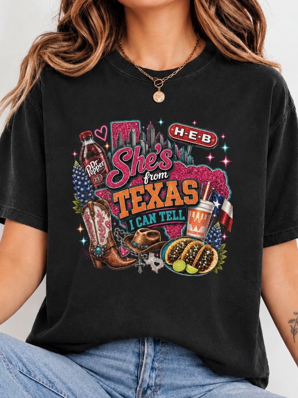 Gildan She's From Texas Shirt, Cowgirl Texas Lover Graphic Tee